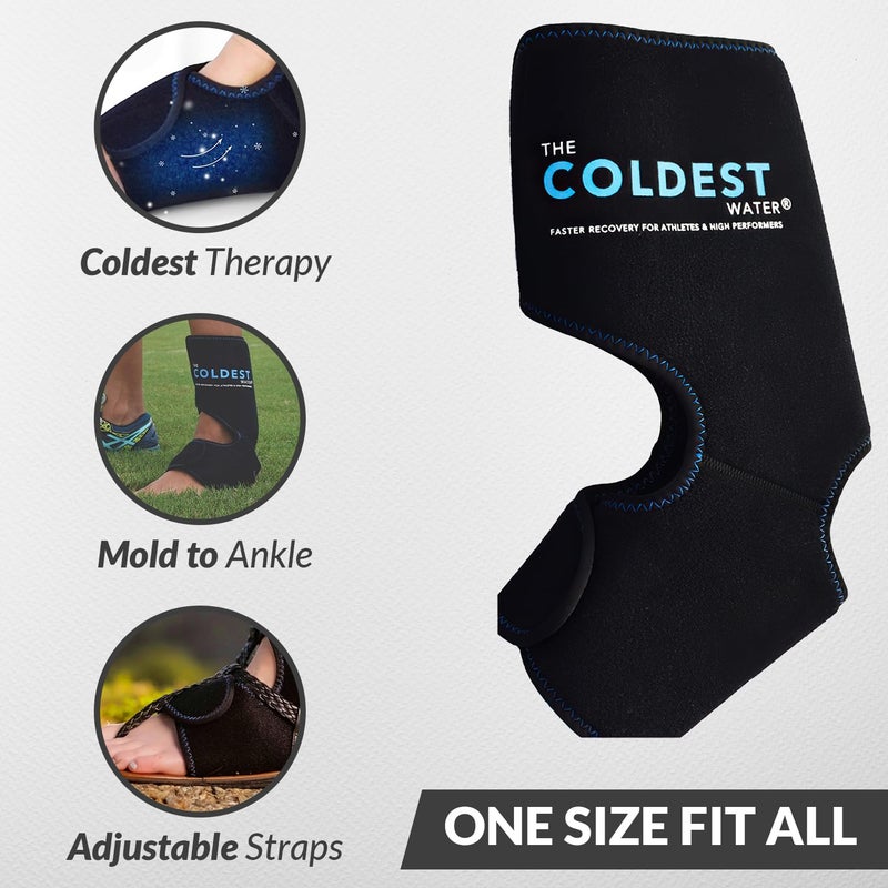 THE COLDEST WATER أبرد لفافة ثلجية للقدم والكاحل لعلاج التهاب وتر العرقوب مع أكياس جل بارد | الأفضل لإصابات وتر العرقوب، التهاب اللفافة الأخمصية، الكعب والقدمين المؤلمتين، العلاج بالثلج - Image 2